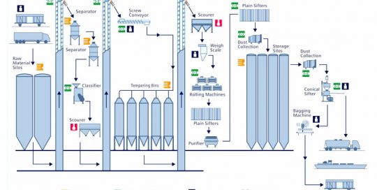 谷物面粉加工厂图表流程